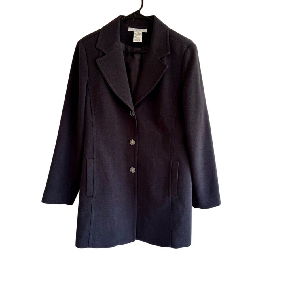 CAbi 384 Military Style Jacket Blue Grey Button Front Blazer Jacket